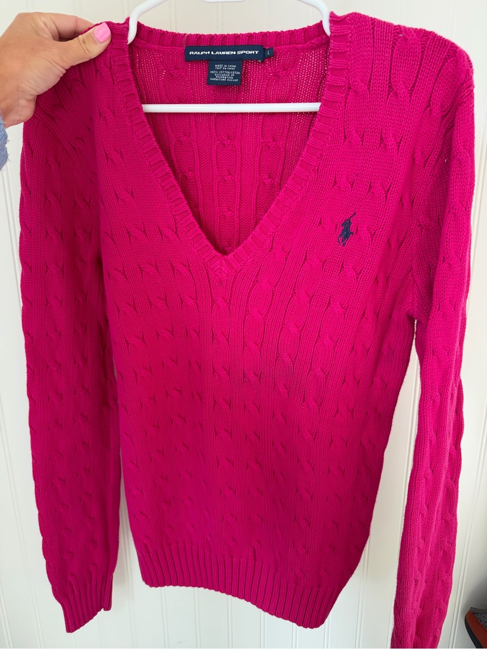 Ralph Lauren Pink Cable Knit Sweater, Medium - Like New